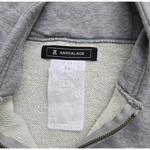 Vtg 90s Anrealage Heather Gray Blank Abstract Zip Up Sweatshirt Hoodie One Size - Picture 3 of 5